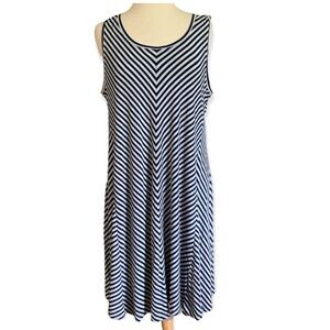 Style & Co Sleeveless Dress striped blue white XL